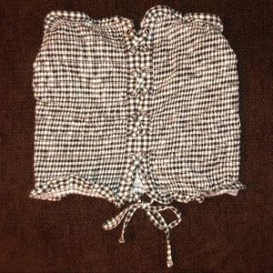 Black and White-Ribbed Crop Top. Never Worn